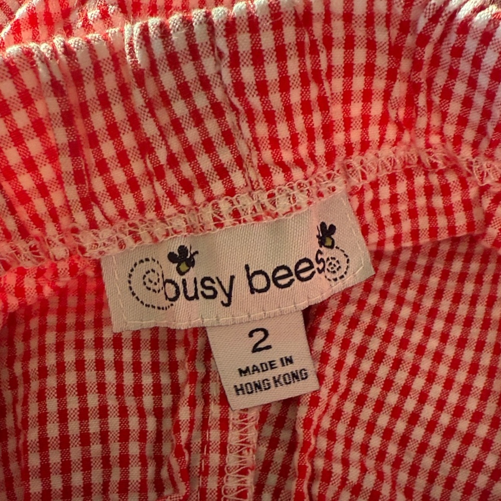 Busy Bees Red Gingham Toddler Girl’s Shorts Sz 2 - Picture 4 of 4